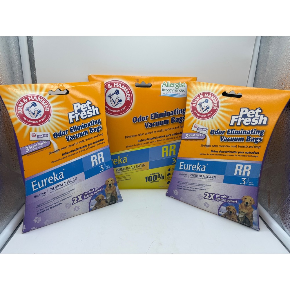 Arm & Hammer Eureka Type RR Premium Vacuum Bags Pet Fresh Allergen 3-Pack Lot